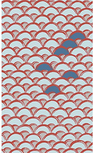 PLAGE Papier peint intissé 250x150cm, motif éventail, rouge/bleu clair/bleu foncé - Décoration intérieure chic et élégante !