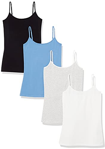 Amazon Essentials Women's Kamisol smal passform, Pack of 4, Himmelsblå/Svart/Vit, XS