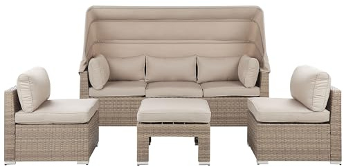 Beliani Vielseitiges 5-teiliges Loungeset mit beigen Polsterkissen Coccolia