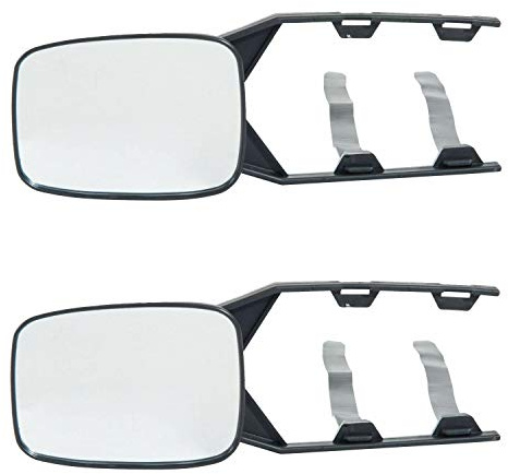 2pcs Car Towing Mirror, TOTMOX Caravan Trailer Extension Towing Dual Glass External Mirrors Long Arm Wing Mirrors Glass ABS Black