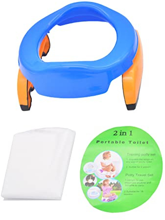 Balakaka Potty Töpfchen Baby Toilettensitz Kinder Children's Potty Training Seats 3-IN-1 Unterwegs Potty mit Reinigungsbeutel, Anti-Rutsch-Funktion Blau