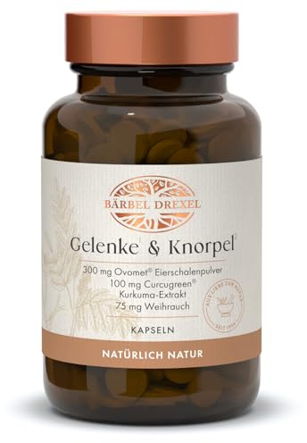 Gelenke & Knorpel Kapseln Hochdosiert (60 Stk) mit OVOMET® Collagen Weihrauchextrakt Hagebuttenextrakt Vitamin C Vitamin D Curcugreen™ Kurkumaextrakt Kollagen BÄRBEL DREXEL®