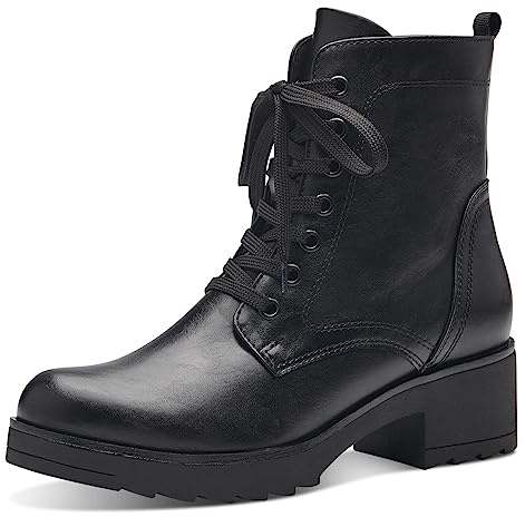 MARCO TOZZI stivaletti da donna con tacco a blocco, allacciatura e zip color nero (black) 36 EU