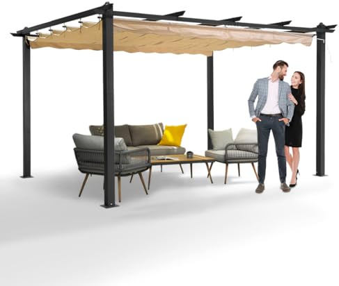 Grindi - Garten Pergola Pavillon Terrassendach - Milos II 3x4m - wasserdichtes & stabiles Sonnenschutz für Terrasse und Freistehender, Carport-Pavillon, Grillpavillon, Markise als Vordach für Haustür