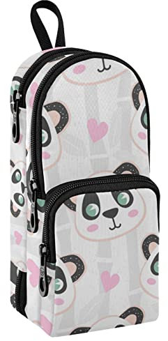 Mnsruu Großes Federmäppchen mit Cartoon-Panda mit Herz, großes Stifteetui, Tasche, Halter, Schreibwaren-Organizer für Schule, Büro, mehrfarbig, Einheitsgröße, Taschen-Organizer