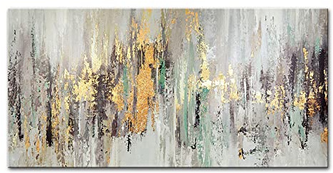 Mintura Kunst handgemaltes Kunstwerk Die goldene abstrakte Zeichnung Wandkunst Bild Wohnzimmer Wohnkultur Ölgemälde auf Leinwand (90x180cm Ungerahmt)