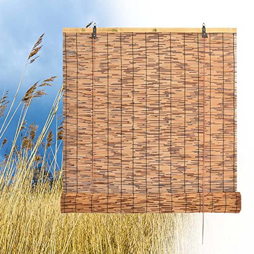 NEZIH Stores En Bambou Pour Patio Rideaux À Enroulement En Roseau Avec Dispositif de Levage Facile À Installer/W51*H59In