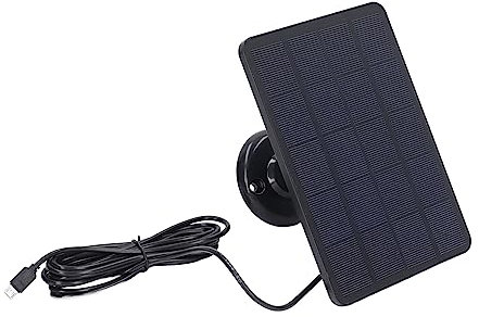 Panel Solar a Prueba de Agua 10W Cargador de Batería Cámara Micro USB Panel Solar de Carga con Montaje Ajustable de 360 ​​​​° (Negro)