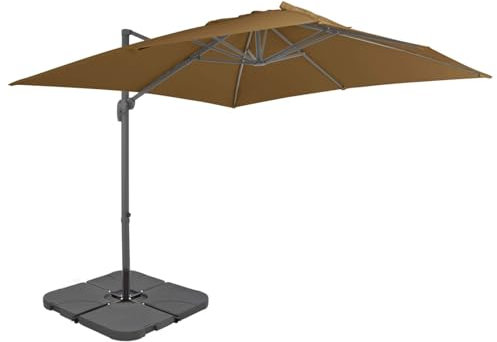 BaraSh Sonnenschirm mit Schirmständer Taupe BodenhüLse Sonnenschirm Angelschirm