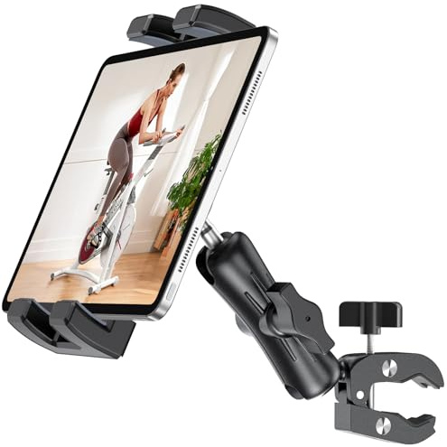 Keuvirya Mikrofonständer, iPad-Halterung mit verstellbarer, drehbarer Tablet-/Handy-Halterung und sicherer Griffklemme für Notenständer