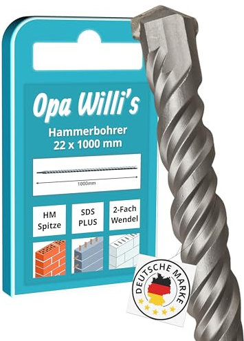 Opa Willis® SDS Plus Betonbohrer 1000mm mit Hartmetall Spitze - Meterbohrer (Ø 22mm)