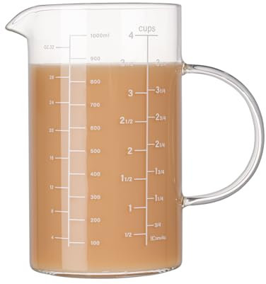 BCnmviku Messbecher Glas,Messbecher 1l Mit Griff,Measuring Cups Zum Backen,Kochen,Küche