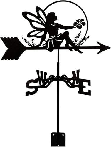 Wetterfahne Wetterfahne mit Schmetterling Silhouette Windrichtungsanzeiger Windfahne aus Edelstahl Korrosionsbeständig Wetterhahn Messwerkzeug Montagehalterung(A)