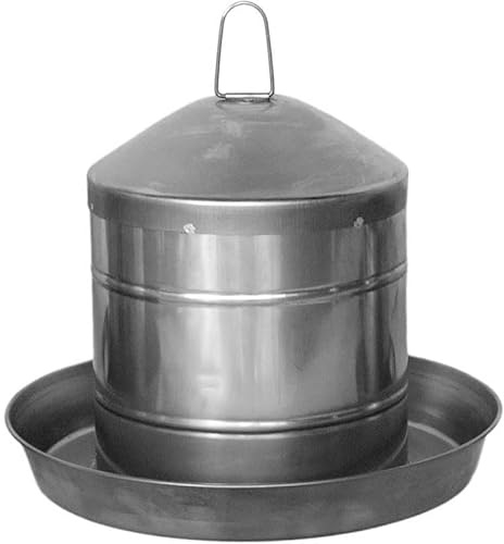 Suinga Bebedero para Gallinas Pollos 9L, Acero Inoxidable, sin BPA, sin Bordes peligrosos, Colgante, 36x27 cm, Gris