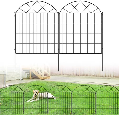 Colvay Dekorativer Gartenzaun mit 5 Paneelen, 81,3 cm (H) x 3,4 m (L), kein Graben von Tier-Hunde-Barriere-Zaun mit rostfreier Metalldrahtplatte, Garten, temporärer Grenzzaun für Hof, Terrasse,