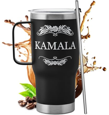Maverton Schwarzer 600 ml Thermobecher mit Griff - Trinkbecher mit Deckel und Strohhalm - Edelstahl Kaffeebecher to go 100% dicht - Geschenke für Frauen zum Geburtstag - personalisierte Geschenke