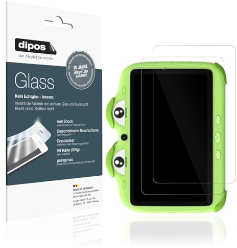 dipos 2x Displayschutzfolie 9H klar für Ascrecem Kinder Tablet 7 Zoll | Bricht und splittert nicht, kein Echtglas, Anti-Shock, passt perfekt, kratzfest, blasenfrei, hüllenfreundlich, selbstklebend