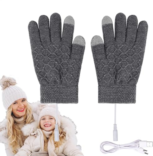 Värmevantar för vinter, Elektriska vintervantar | Elektriska USB Full Finger Vantar Snabb Uppvärmning | Stickvantar Kallväder Handvärmare för kvinnor Män för ridning, studier