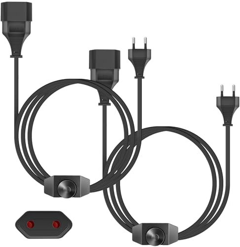 LED Dimmer mit 2M Kabel, 2 Stück Lampenkabel mit Dimmer Schalter, Led Dimmschalter Stufenlos Dimmbar/Dimmen 220-250V / 100W Max, Drehdimmer für Led Lampen(Schwarz)