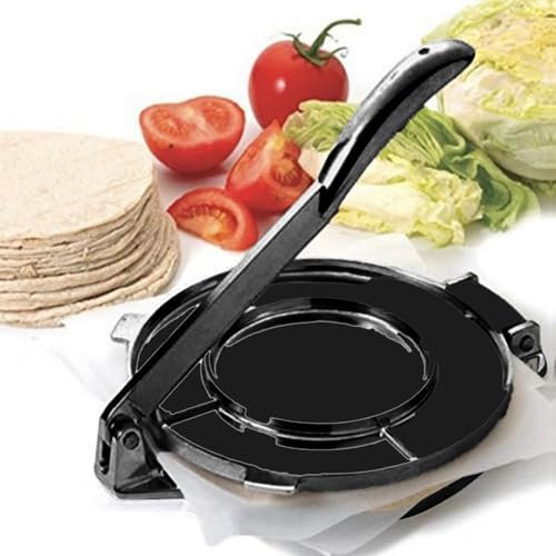 Tortilla Press, 7.8in Chapati Maker Machine Pre-Seasoned Tortilla Maker Aluminum Alloy Roti Maker Taco Press Dough Pressing Machine, for Home Kitchen Authentic Cooking (20cm