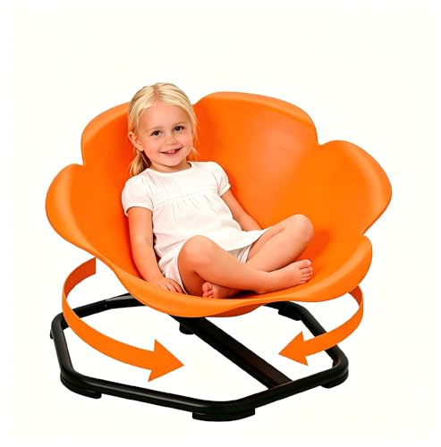 Silla Giratoria Sensorial Para Niños,Equilibrio de 360°,con Mango de Seguridad & Base Metálica Antideslizante,para Coordinación y Equilibrio,Silla Sensorial con Autismo/TDAH Juguete Sensorial(Naranja)