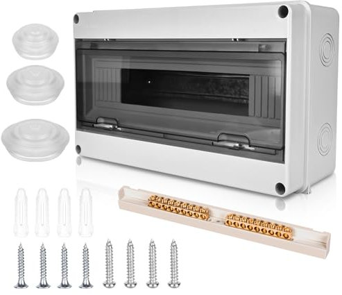 Quadro Elettrico Esterno, Scatola Elettrica da Esterno, Quadro Elettrico Interno di Distribuzione con 1 Fila, Quadro Elettrico 18 Moduli Impermeabile IP65, Scatola Elettrica da Parete per Giardino