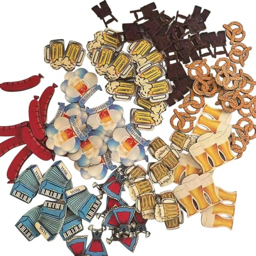 50 Stück Oktoberfest Tischdeko – oktoberfest tischdeko aus Holz, oktoberfest deko mit Brezel & Bier Motiven, bayrische deko Streudeko für Tisch, Party & Bierfest