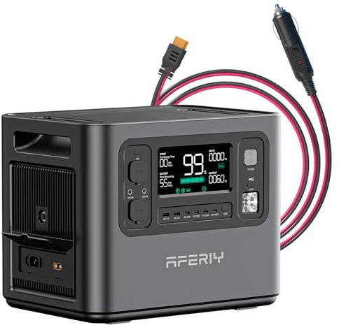 AFERIY 2400W Portable Power Station with XT90 Cable, 2048Wh Solar Generator Control Via App, LiFePO4 Battery Quick Charge in 1.5H, 240V AC Outlets, 13 Outputs for Home Emergency/Camping/RV