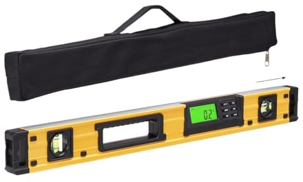 Nivel magnético de 600 mm con pantalla retroiluminada LED, regla mecánica de burbujas for nivelador con sensor de 0 a 360 grados.