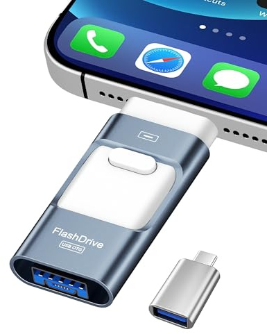 ZARMST 256GB USB Stick für Phone, 4-in-1 Speicherstick für Phone/Pad/Android Smartphone/PC, USB 3.0 Stick zur Schnellen Datenübertragung, Externer Vielseitiger Fotostick Flashlaufwerk, Blau