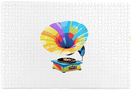 Yyhwhjde Casse-tête de 1 000 pièces avec graffiti coloré imprimé gramophone en bois de qualité pour adultes et enfants, puzzles amusants pour soulager le stress