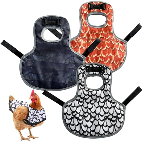 LNSYSNS Hühnersattel, 3 Stücke Warnweste für Hühner, Verstellbar Huhn Weste, Wasserdicht Bequeme Hühnerschürzen Hühnerrücken, mit Schulterriemen, für Geflügel, Hühner und Enten