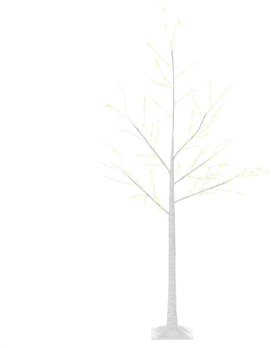 Outsunny Árbol de Abedul 150 cm de Altura con 210 Luces LED en Blanco Cálido Ramas Flexibles y Base para Decoración de Fiestas Cumpleaños Bodas 20x20x150 cm Blanco