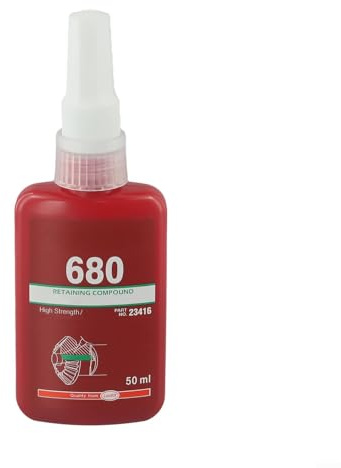 680 Green - Compuesto de retención anaeróbico de alta resistencia para ejes, engranajes y poleas - 50 ml, resistencia al corte de 4000 psi, relleno de hueco de 0.000 pulgadas
