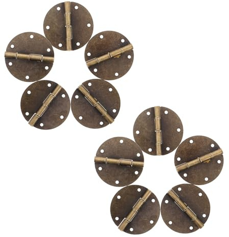 DIKACA 10 Cerniere Rotonde Vintage in Metallo per Porte in Legno, Ferramenta Pieghevole per Mobili Antichi, Cerniere Piccole per Ante di Armadietti, Kit da 10 Pezzi per Progetti