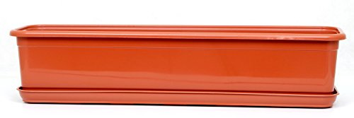 POKM Toolsmarket GmbH Balkonkasten Blumenkasten mit Untersetzer Venus 70 cm Terracotta