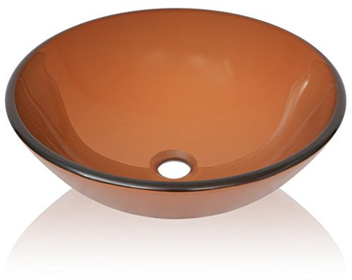 Festnight Waschbecken Waschschale aus Gehärtetes Glas Waschplatz Handwaschbecken 42x14cm Braun für Badezimmer Waschraum