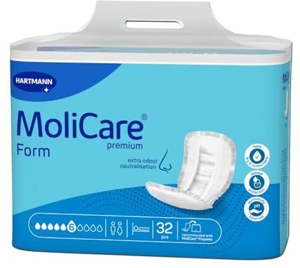 MoliCare Premium Form: pannoloni sagomati per incontinenza urinaria e fecale, unisex, 32 pezzi