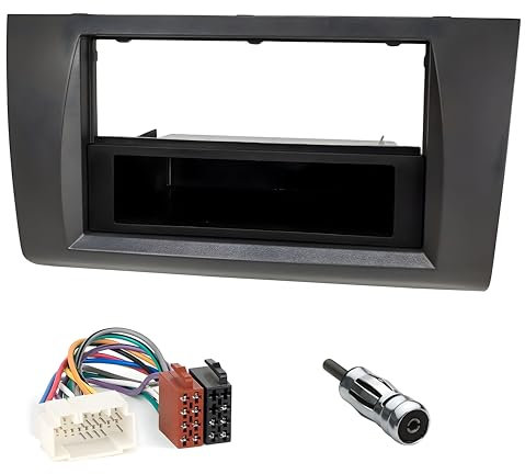 Sound Way Kit Montaggio Autoradio 2 DIN, Mascherina Doppio DIN con Cassetto, Cavo Adattatore ISO, Adattatore Antenna, Compatibile con Suzuki Swift 2004-2010