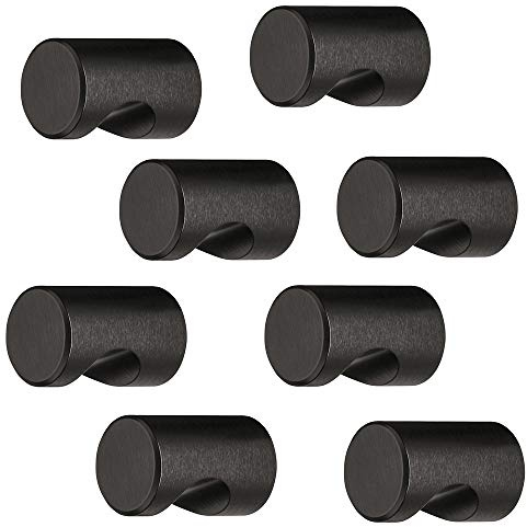 GedoTec Möbelgriff schwarz matt eloxiert - Aluminium Möbelknopf Vintage Schrankknopf mit Griffmulde - LINA Black | Knopf Ø 20 mm | Knauf rund | 10 Stück - Türknopf mit Gewindeschrauben für Kommoden