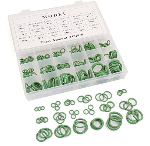 Ruilogod 240pcs Grün HNBR 18 Größen Klimaanlage O-Ring-Dichtung Sortiment Kit