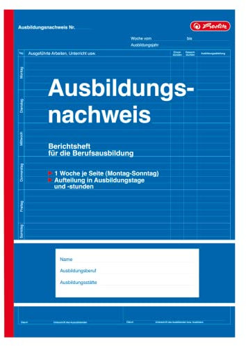 Herlitz 840702 Berichtsheft für Berufsausbildung, A4, 28 Blatt, 15-er Pack