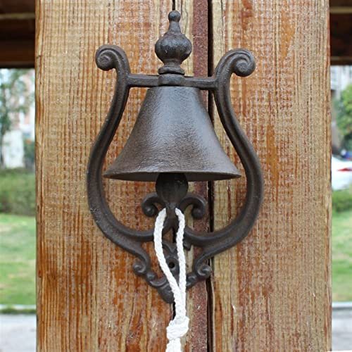 HEPPPP Rustikal Gusseisen Hand Cranking Wall Bell Europäische Haus Garten Dekor Antike Retro Wandmontierte Hand Willkommen Türglocke schwere Glocke Mahlzeitglocke (Size : 14.6x10x24cm)