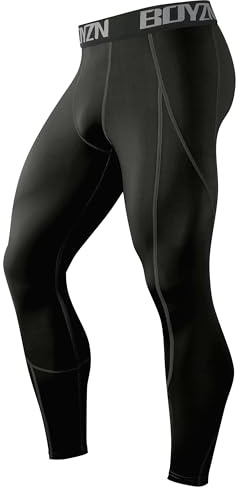 Boyzn 1er Pack Kompressionshose Herren, Sport Leggings Männer Atmungsaktiv Fitness Strumpfhosen, Funktionswäsche Tight Lang Unterhose, Laufhose Trainingstights für Fitness Gym Joggen Black-XL
