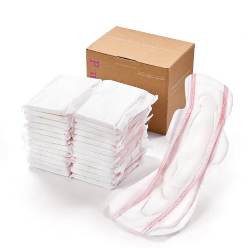 PurComfy Premium Postpartum Pads with Wings, 24 Count