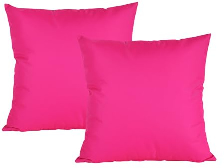 JACK 2X 50x50cm Outdoor Lounge Kissen Dekokissen inkl. XXL-Füllung Wasserabweisend Sitzkissen Garten Stuhl Lotus Effekt, Farbe:Pink