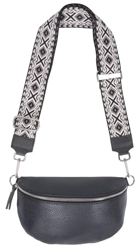 Lolus Umhängetasche Crossbody Bag Gürteltasche in Gr. M aus 100% Leder mit breitem Gurt - Helen