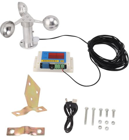 Windgeschwindigkeits-Alarmgerät, 3 Lüfterflügel, Turmdrehkran-Anemometer mit Windbecher Vom Typ Drei Tassen, Großer Messbereich für die Windgeschwindigkeitsmessung von