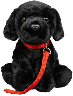 Kuscheltier Labrador + Leine sitzend schwarz 28 cm Plüschhund Plüschtier