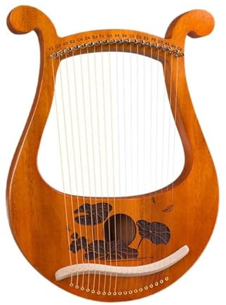 Anfänger harfe 1set 19 Saiten Mahagoni Leier Harfe Musical Instrument Mit Stimmschlüssel Ersatz String Mahagoni Musical Instrument Teil(Lotus)